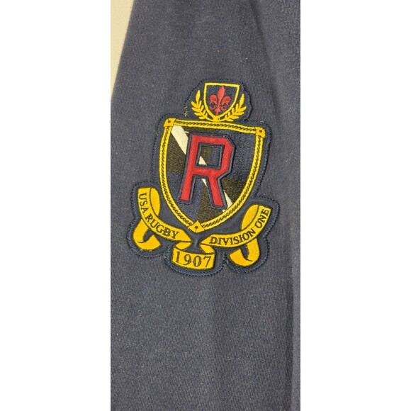 Vintage 90s Rugby USA Track Jacket Hoodie Letterman Varsity Patches Blue Men 3XL - Picture 9 of 16